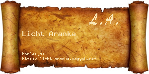 Licht Aranka névjegykártya